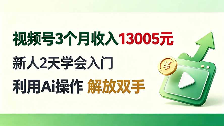 （19807期）视频号3个月收入13005元， 新人2天学会入门， 利用Ai操作 解放双手！-小二项目网