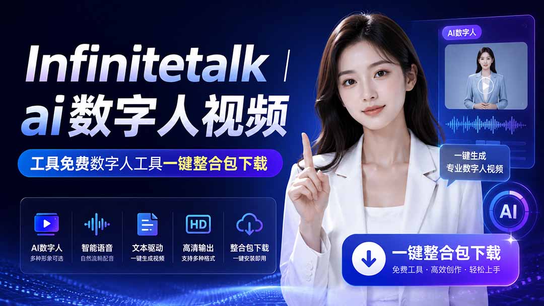 （20008期）Infinitetalk丨ai数字人视频-工具免费数字人工具一键整合包下载-小二项目网