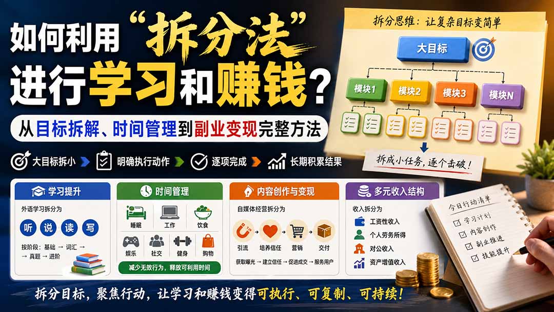 （20022期）付费文章：如何利用“拆分法”进行学习和賺钱？从目标拆解、时间管理到副业变现完整方法-小二项目网