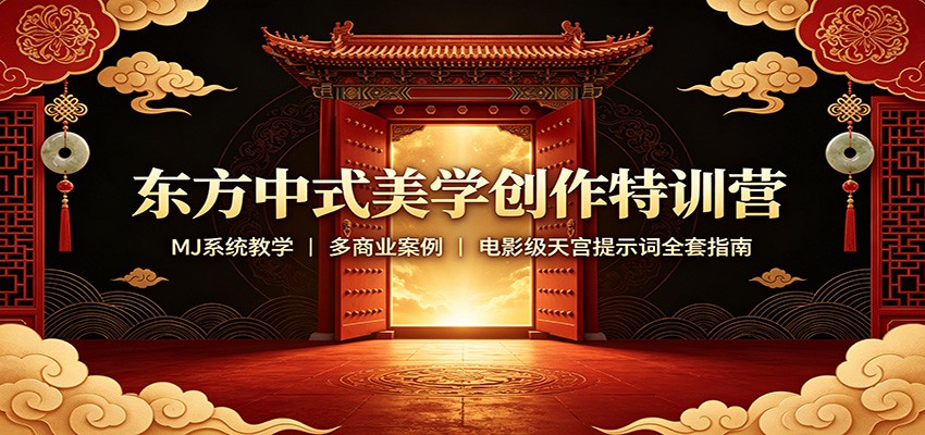 东方中式美学创作特训营：MJ系统教学，多商业案例，电影级天宫提示词全套指南-小二项目网