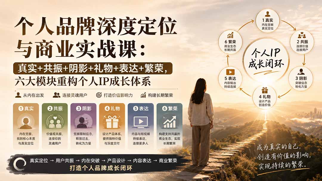 （20140期）个人品牌深度定位与商业实战课：真实+共振+阴影+礼物+表达+繁荣，六大模块重构个人IP成长体系-小二项目网