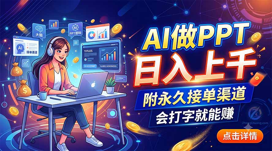 （19644期）AI做PPT日入上千，附永久接单渠道，会打字就能赚-小二项目网