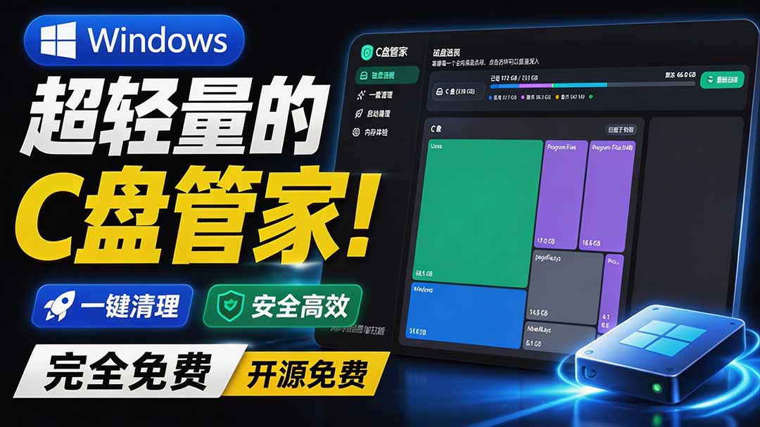 （19750期）Windows 超轻量的C盘管家！超级有特点，支持磁盘分析及清理提醒，2M大小体积，完全免费 C盘管家-小二项目网