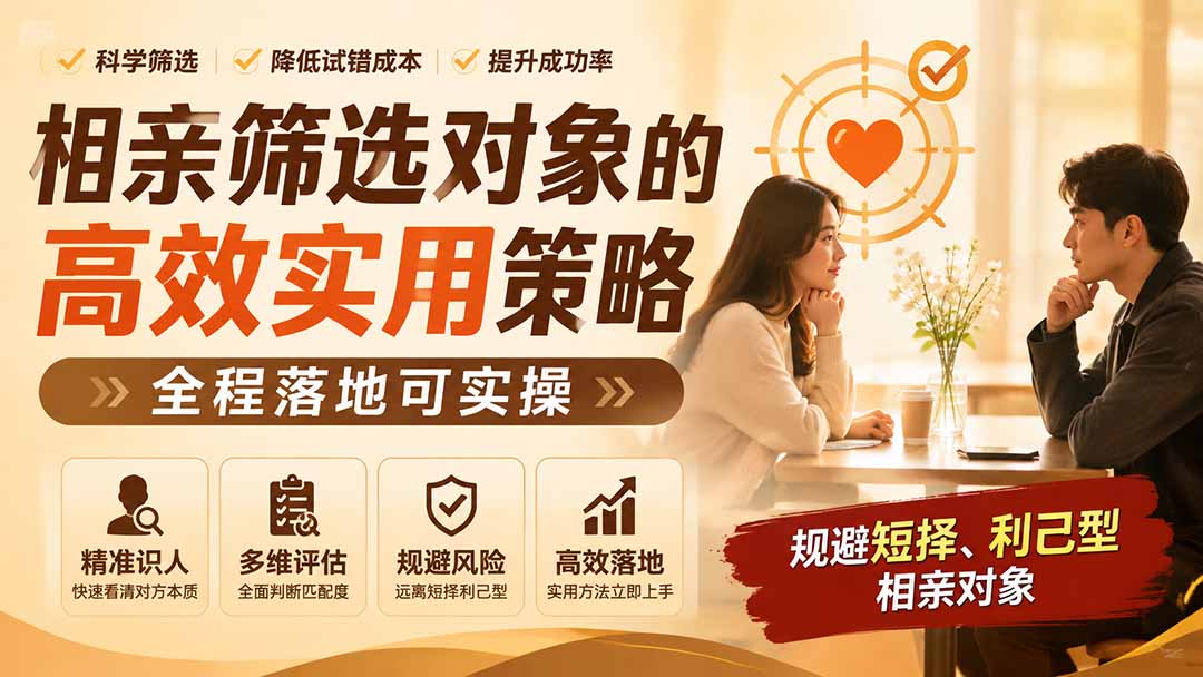 （19727期） 付费文章：相亲筛选对象的高效实用策略，全程落地可实操，规避短择、利己型相亲对象-小二项目网