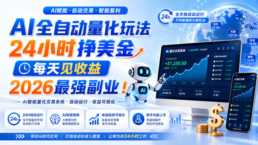（19899期）AI量化全自动操作挣美金，矩阵可日入1000+，适合普通人的副业！-小二项目网