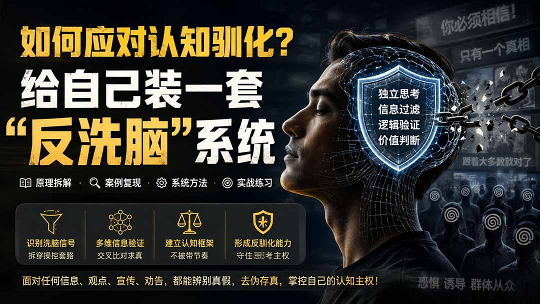 （19734期）付费文章：如何应对认知驯化？给自己装一套“反洗脑”系统-小二项目网