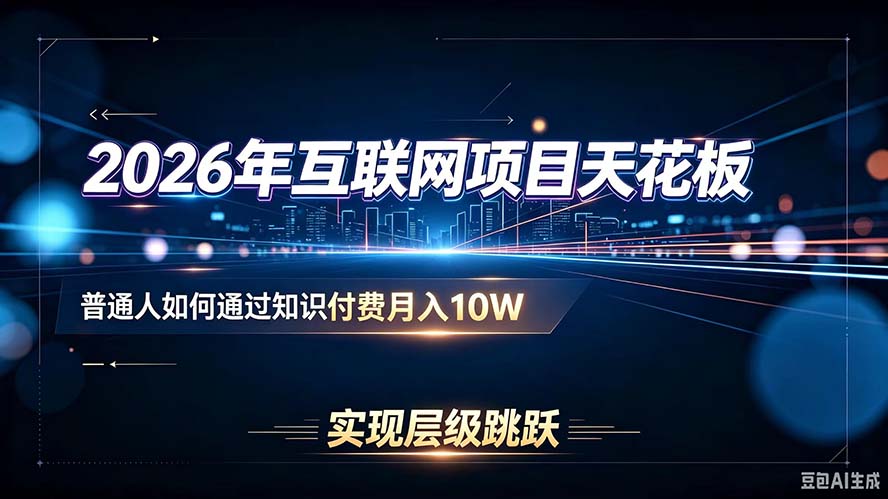 （20150期）2026年互联网项目天花板：普通人如何通过知识付费月入10W，实现层级跳跃-小二项目网