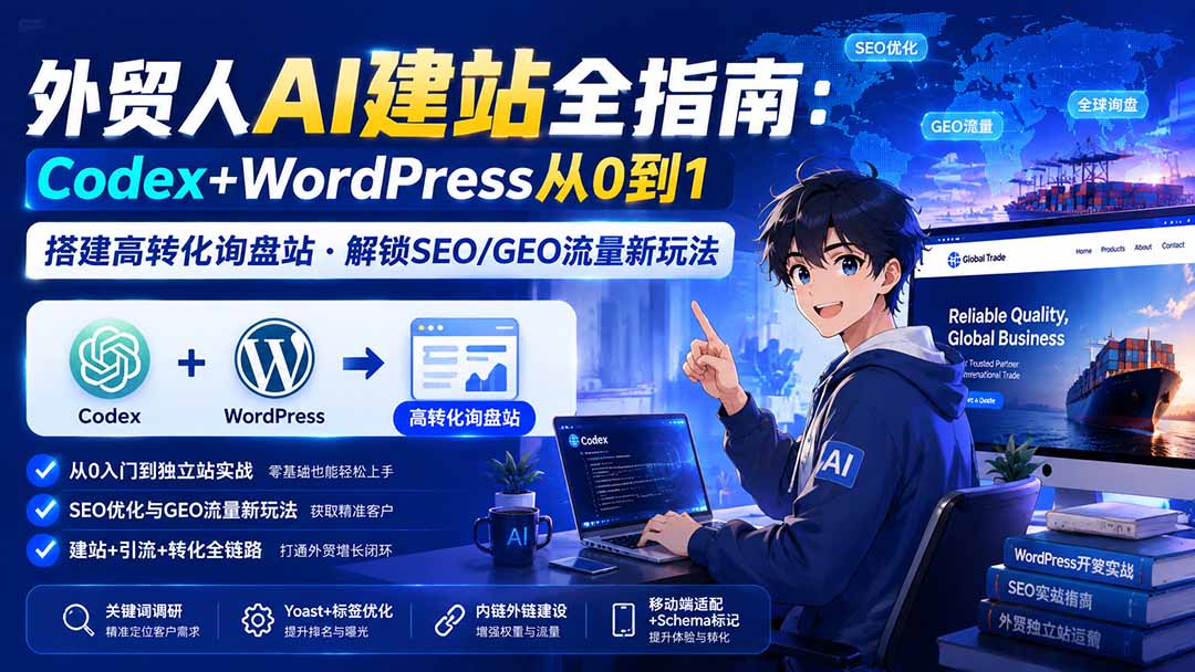 （19818期）外贸人AI建站全指南：Codex+WordPress从0到1·搭建高转化询盘站·解锁SEO/GEO流量新玩法-更新-小二项目网