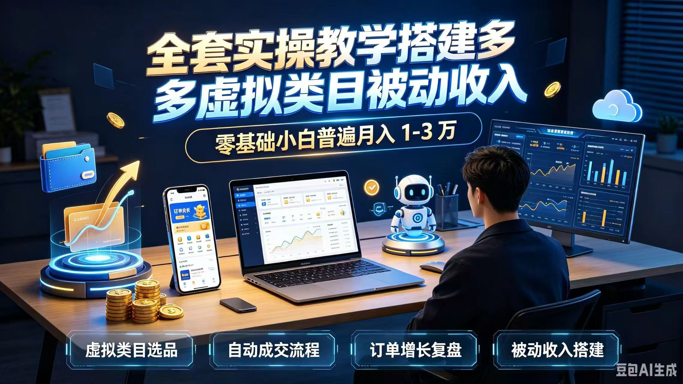 （20076期）全套实操教学搭建多多虚拟类目被动收入，零基础小白普遍月入 1-3 万-小二项目网