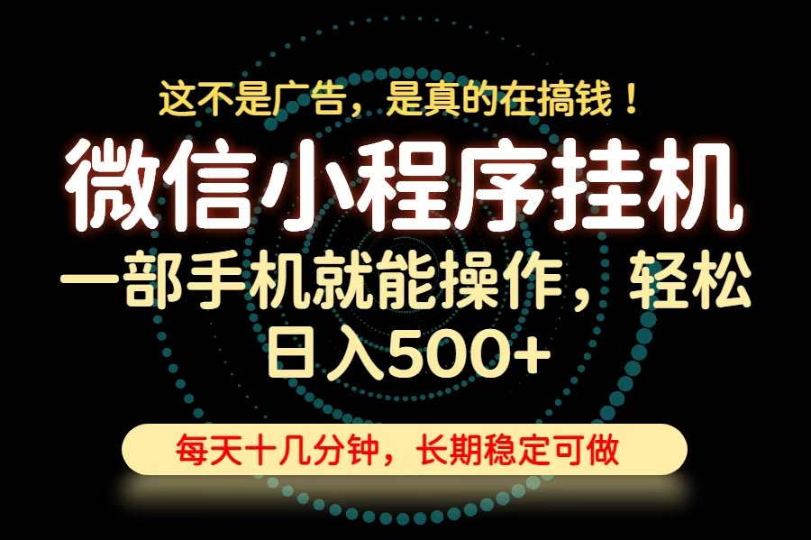 （19871期）26年下半年最新小程序挂机，只需一部手机，轻松日入500+，长期稳定可做-小二项目网