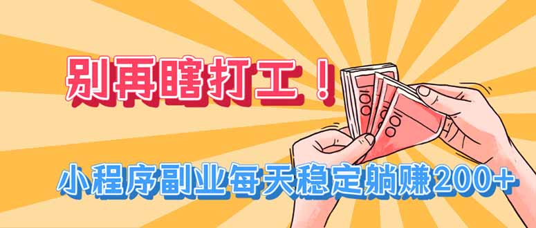 （19736期）别再瞎打工！小程序副业每天稳定躺赚200+-小二项目网