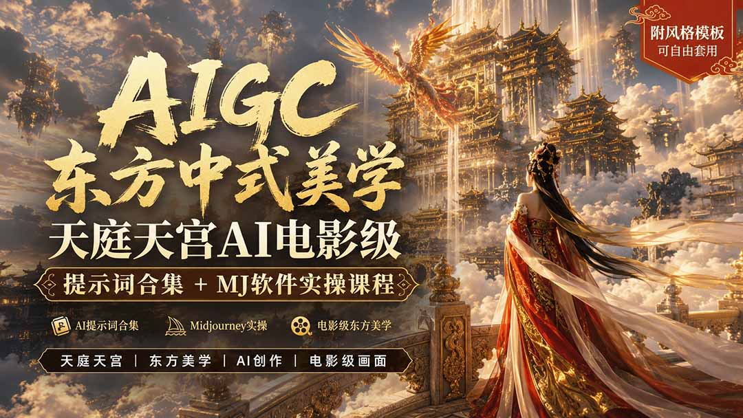 （19998期）AIGC东方中式美学天庭天宫AI电影级提示词合集+MJ软件实操课程-小二项目网