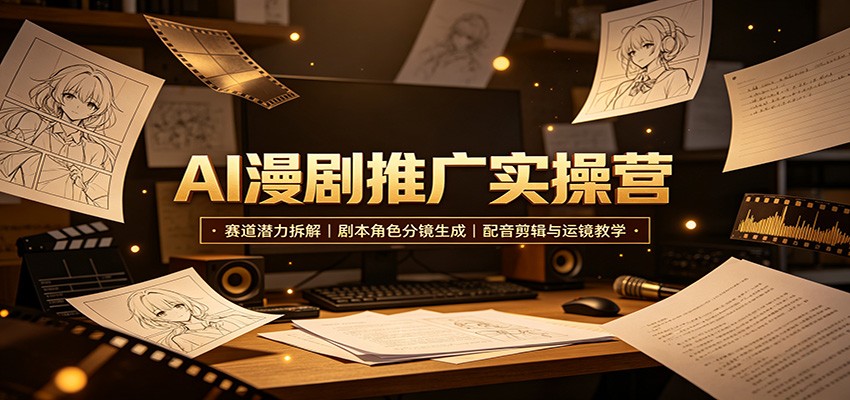 AI漫剧推广实操营：赛道潜力拆解，剧本角色分镜生成，配音剪辑与运镜教学-小二项目网