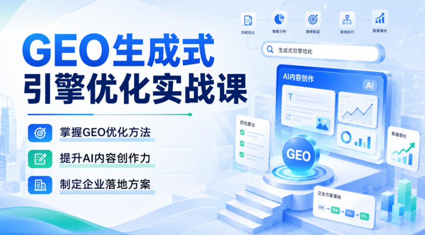 GEO生成式引擎优化实战课，掌握GEO优化方法，提升AI内容创作力，制定企业落地方案-小二项目网