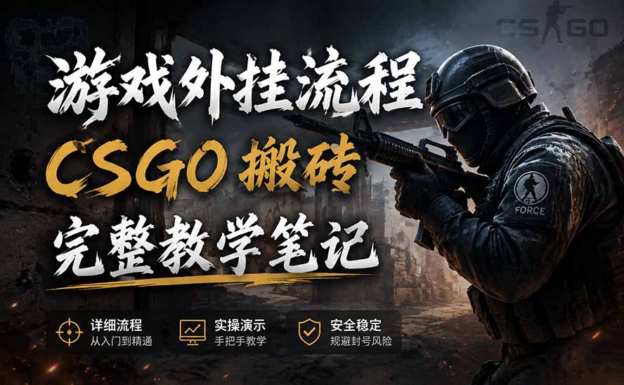 （19719期）游戏挂机全流程笔记分享，CSGO游戏搬砖，小白看了当天学会见收益-小二项目网