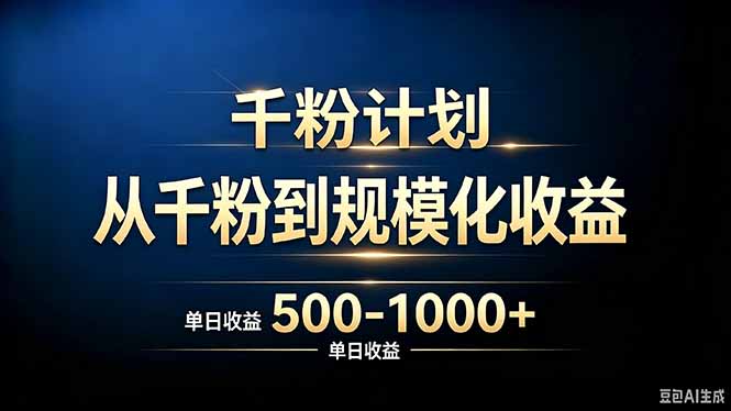 （20078期）抖音千粉账号计划，从千粉到规模化收益 500-1000+单日收益-小二项目网