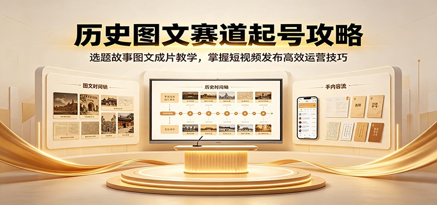 历史图文赛道起号攻略：选题故事图文成片教学，掌握短视频发布高效运营技巧-小二项目网