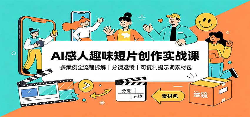 AI感人趣味短片创作实战课：多案例全流程拆解，分镜运镜，可复制提示词素材包-小二项目网