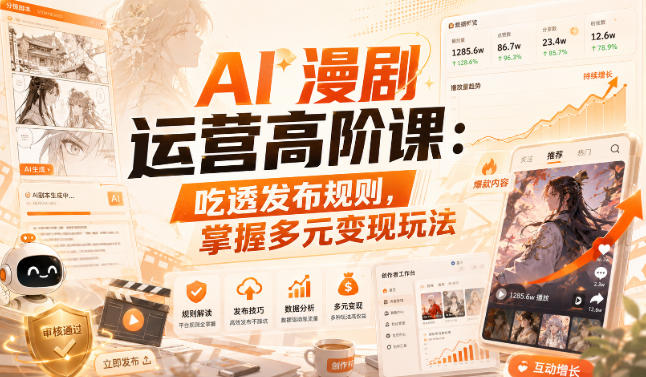AI漫剧运营高阶课：吃透发布规则，掌握多元变现玩法-小二项目网