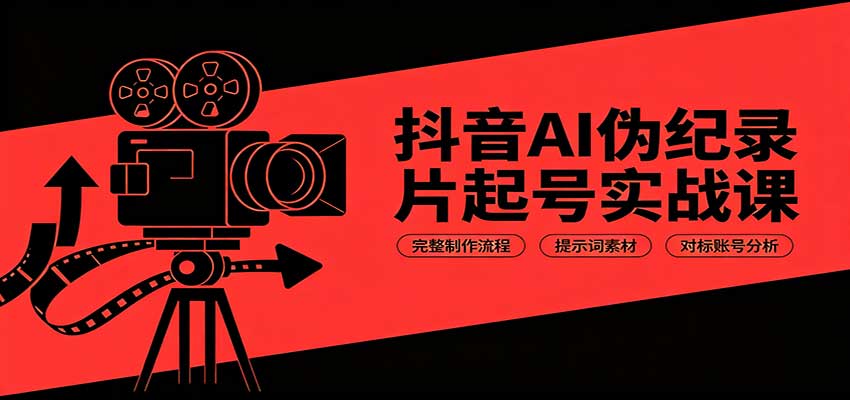 抖音AI伪纪录片起号实战课：完整制作流程，提示词素材，对标账号分析-小二项目网