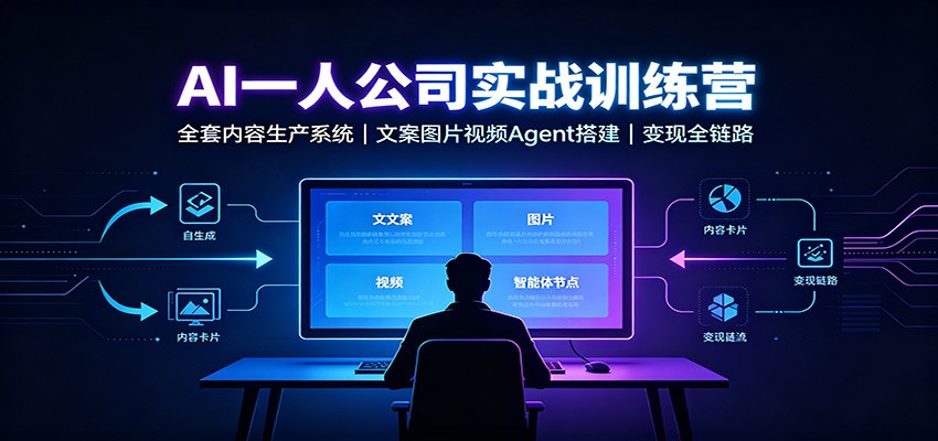 AI创作一人公司实战训练营：全套内容生产系统，文案图片视频Agent搭建变现全链路-小二项目网