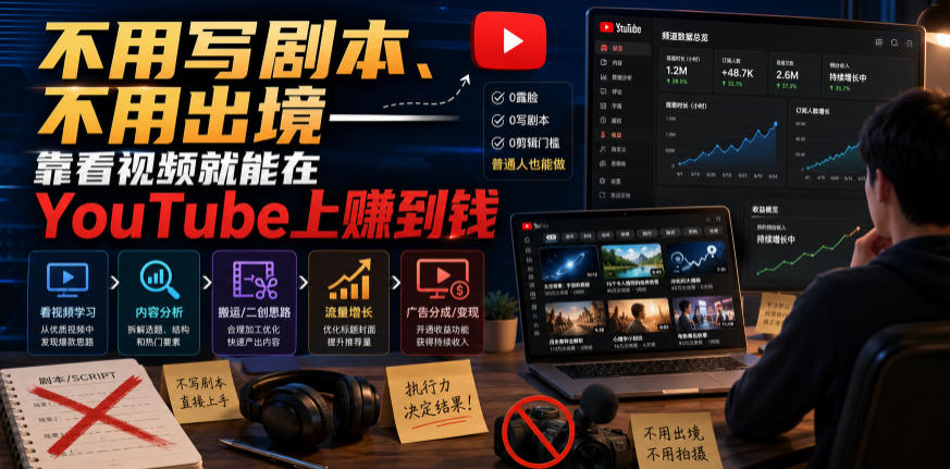 不用写剧本、不用出境——靠看视频就能在YouTube上賺到钱【原创双语字幕】-小二项目网