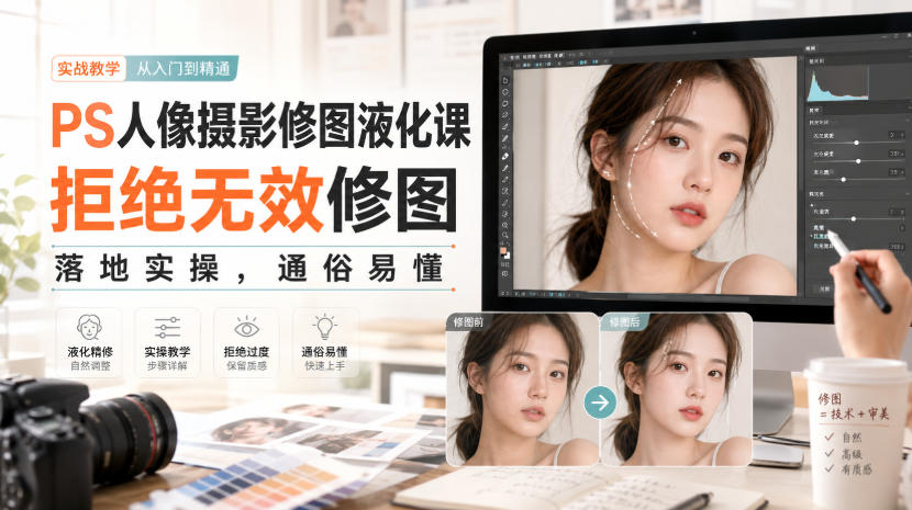 PS人像摄影修图液化课，拒绝无效修图，落地实操，通俗易懂-小二项目网