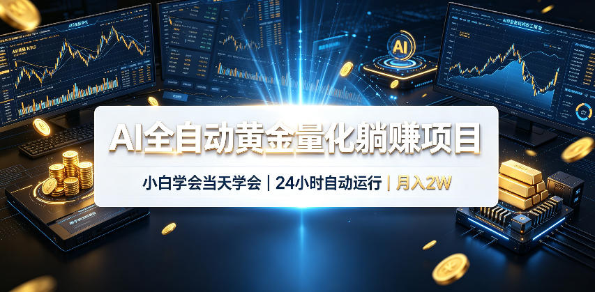 AI全自动黄金量化躺賺项目，小白学会当天学会，24小时自动运行，月入2W！【揭秘】-小二项目网