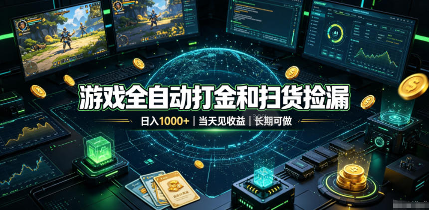 游戏全自动打金和扫货捡漏，日入1k+，当天见收益，长期可做！【揭秘】-小二项目网