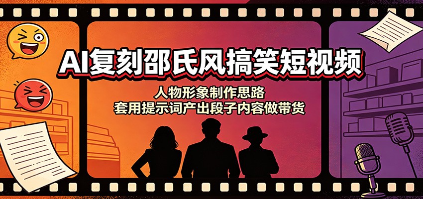 AI复刻邵氏风搞笑短视频：人物形象制作思路，套用提示词产出段子内容做带货-小二项目网