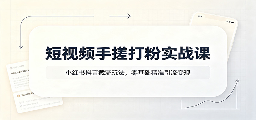 短视频手搓打粉实战课：小红书抖音截流玩法，零基础精准引流变现-小二项目网