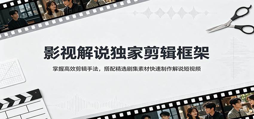 影视解说独家剪辑框架：掌握高效剪辑手法，搭配精选剧集素材快速制作解说短视频-小二项目网