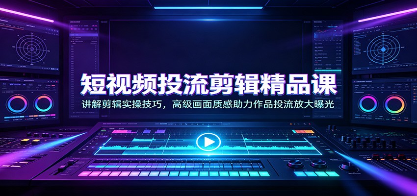 短视频投流剪辑精品课：讲解剪辑实操技巧，高级画面质感助力作品投流放大曝光-小二项目网