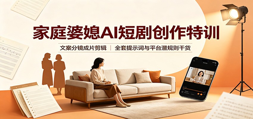 家庭婆媳AI短剧创作特训：文案分镜成片剪辑，全套提示词与平台潜规则干货-小二项目网