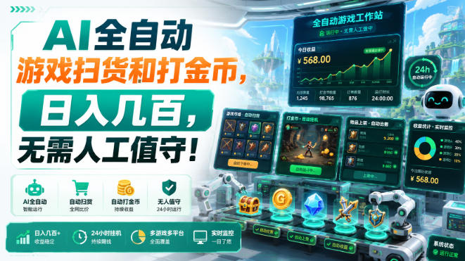 AI全自动游戏扫货和打金币，日入几百，无需人工值守！【揭秘】-小二项目网