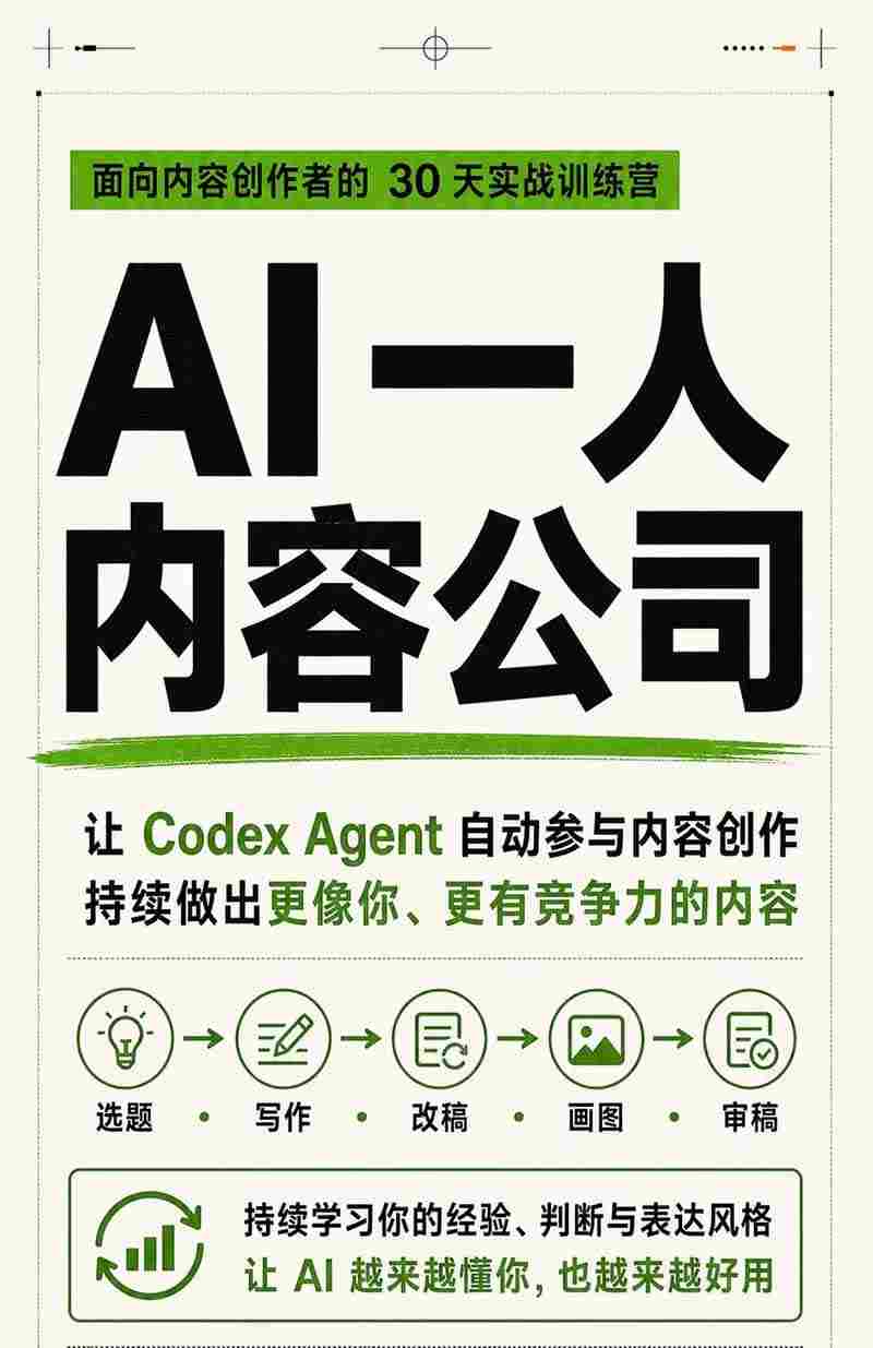 图片[2]-AI一人内容公司30天实战训练营，让Codex Agent自动参与内容创作持续做出更像你、更有竞争力的内容-小二项目网