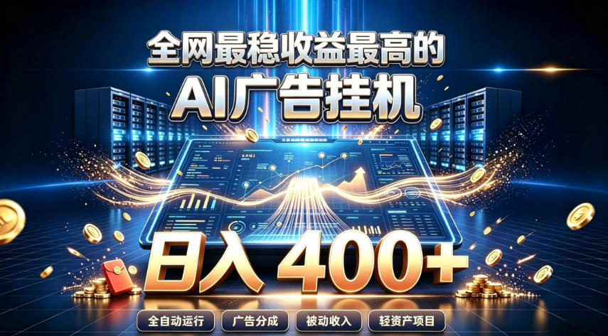 全网最稳收益最高的AI智能广告挂G项目，日入400+，真正的躺賺项目【揭秘】-小二项目网