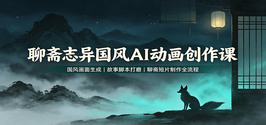 聊斋志异国风AI动画创作课：国风画面生成，故事脚本打磨，聊斋短片制作全流程-小二项目网