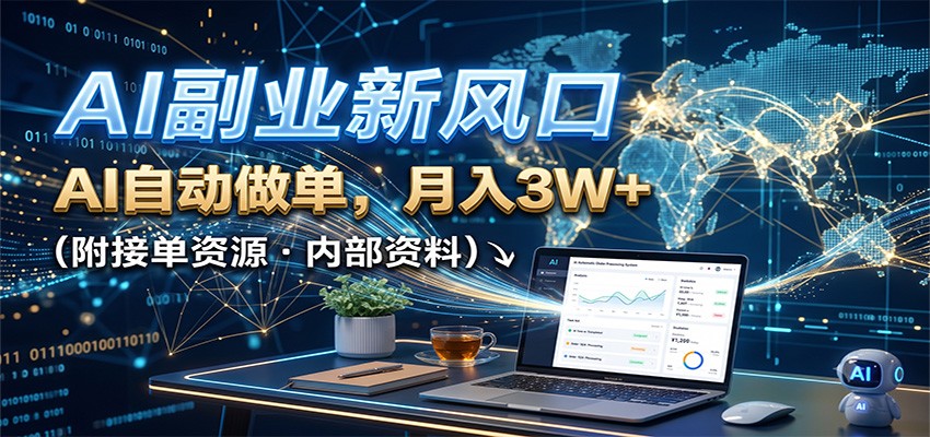 AI副业新风口，AI自动做单，月入3W+，附接单资源-小二项目网