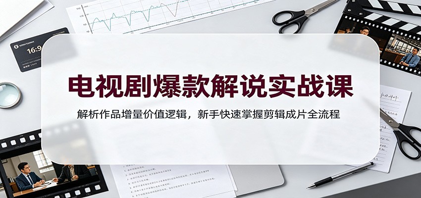 电视剧爆款解说实战课：解析作品增量价值逻辑，新手快速掌握剪辑成片全流程-小二项目网