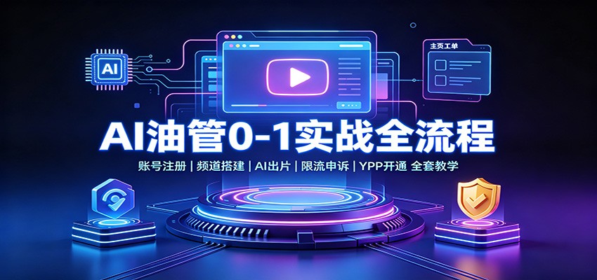 AI油管0-1实战：账号注册频道搭建，AI出片，限流申诉，YPP开通全套教学-小二项目网