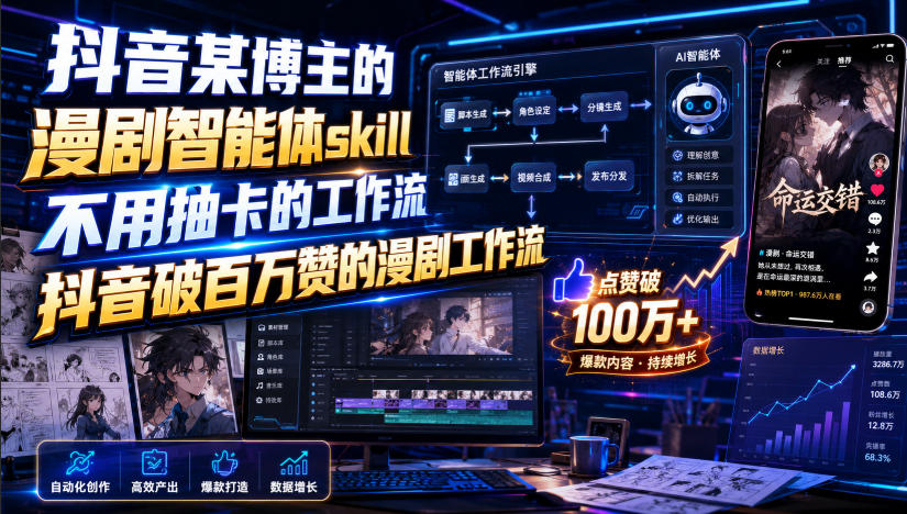 抖音某博主的漫剧智能体skill，不用抽卡的工作流，抖音破百万赞的漫剧工作流-小二项目网