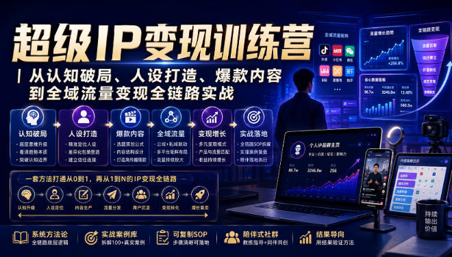 超级IP变现训练营｜从认知破局、人设打造、爆款内容到全域流量变现全链路实战-小二项目网