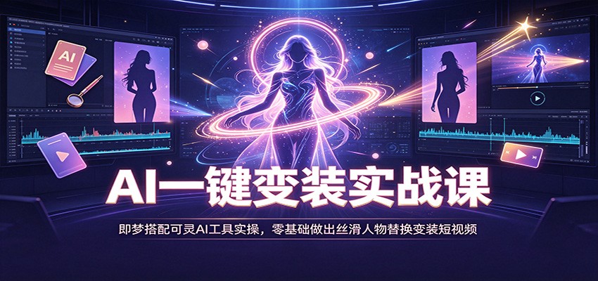 AI一键变装实战课：即梦搭配可灵AI工具实操，零基础做出丝滑人物替换变装短视频-小二项目网