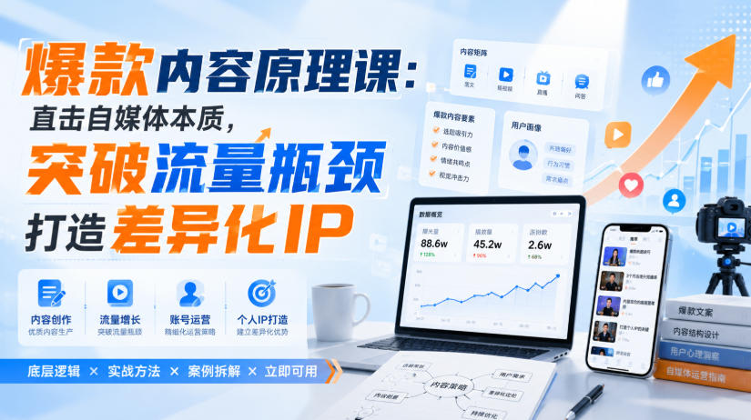 爆款内容原理课：直击自媒体本质，突破流量瓶颈打造差异化IP-小二项目网