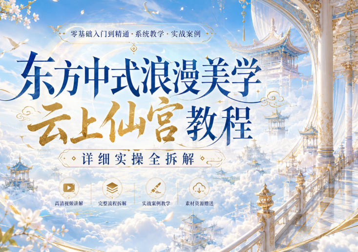 东方中式浪漫美学云上仙宫教程，详细实操全拆解-小二项目网