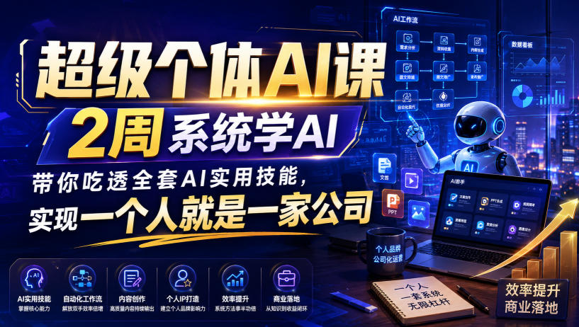 超级个体AI课，2周系统学AI，带你吃透全套AI实用技能，实现一个人就是一家公司-小二项目网