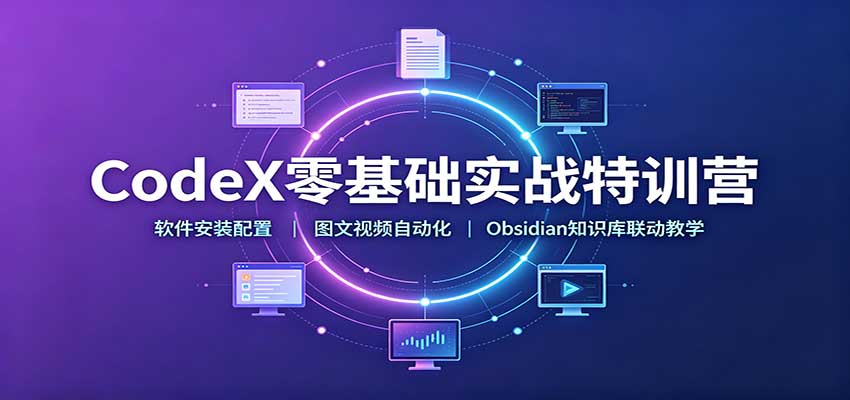 CodeX零基础实战特训营：软件安装配置，图文视频自动化，Obsidian知识库联动教学-小二项目网