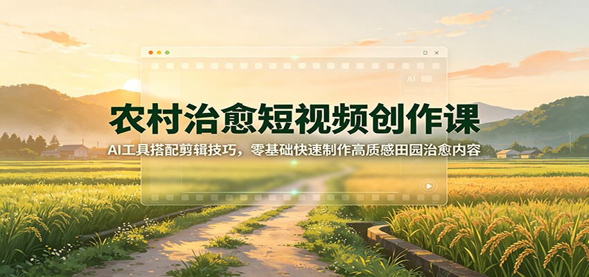 农村治愈短视频创作课：AI工具搭配剪辑技巧，零基础快速制作高质感田园治愈内容-小二项目网