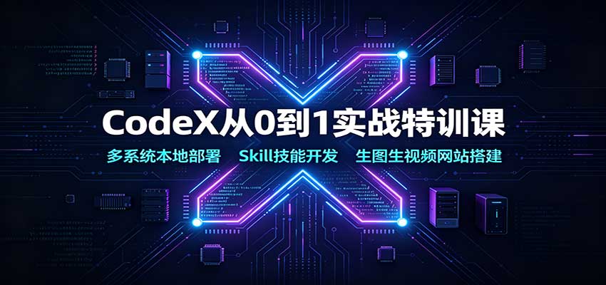 CodeX从0到1实战特训课：多系统本地部署，Skill技能开发，生图生视频网站搭建-小二项目网